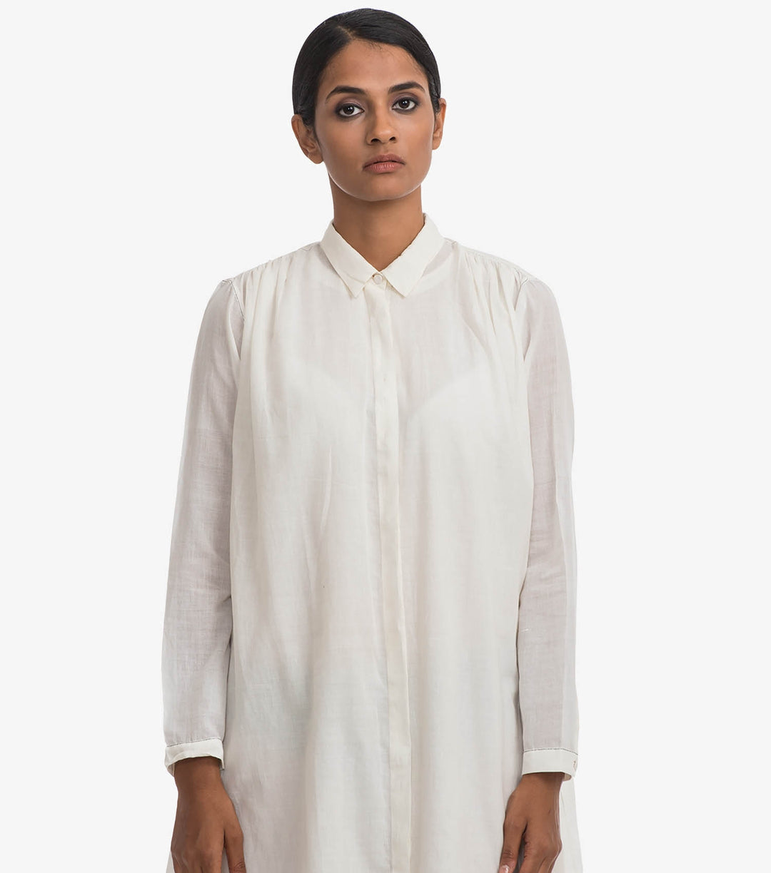 Natural Solid cotton Shirt Dress