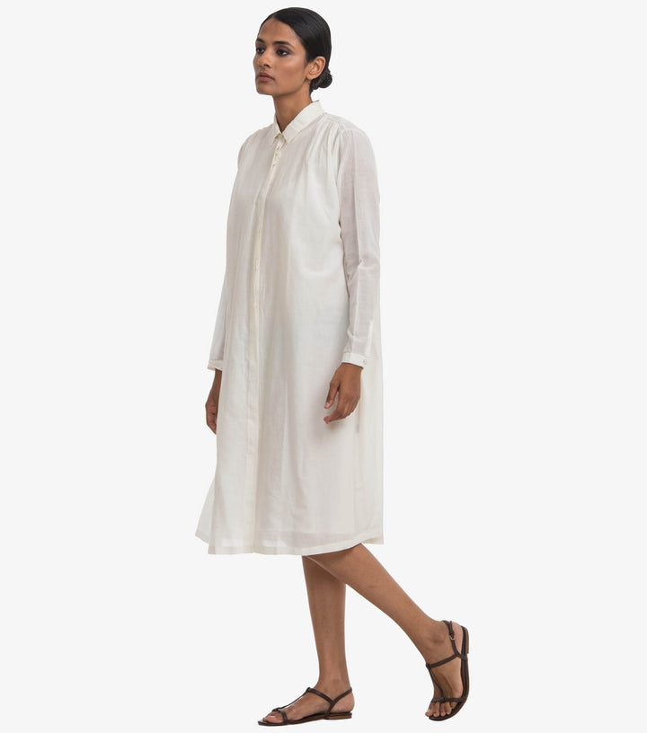 Natural Solid cotton Shirt Dress