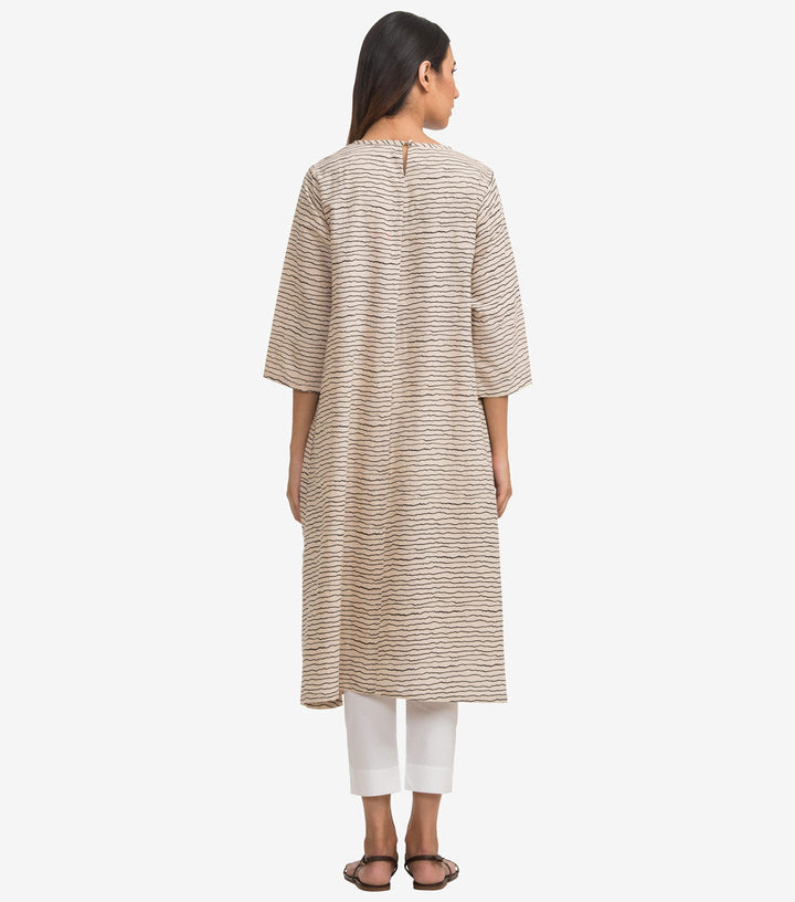 Beige Khadi printed kurta