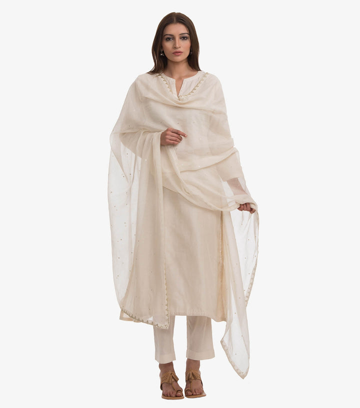 Off-white chanderi dupatta