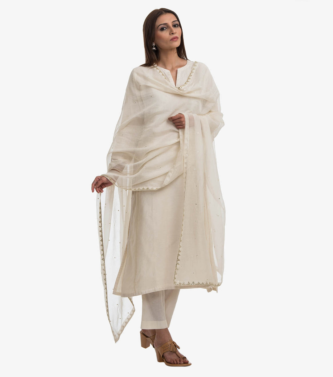 Off-white chanderi dupatta