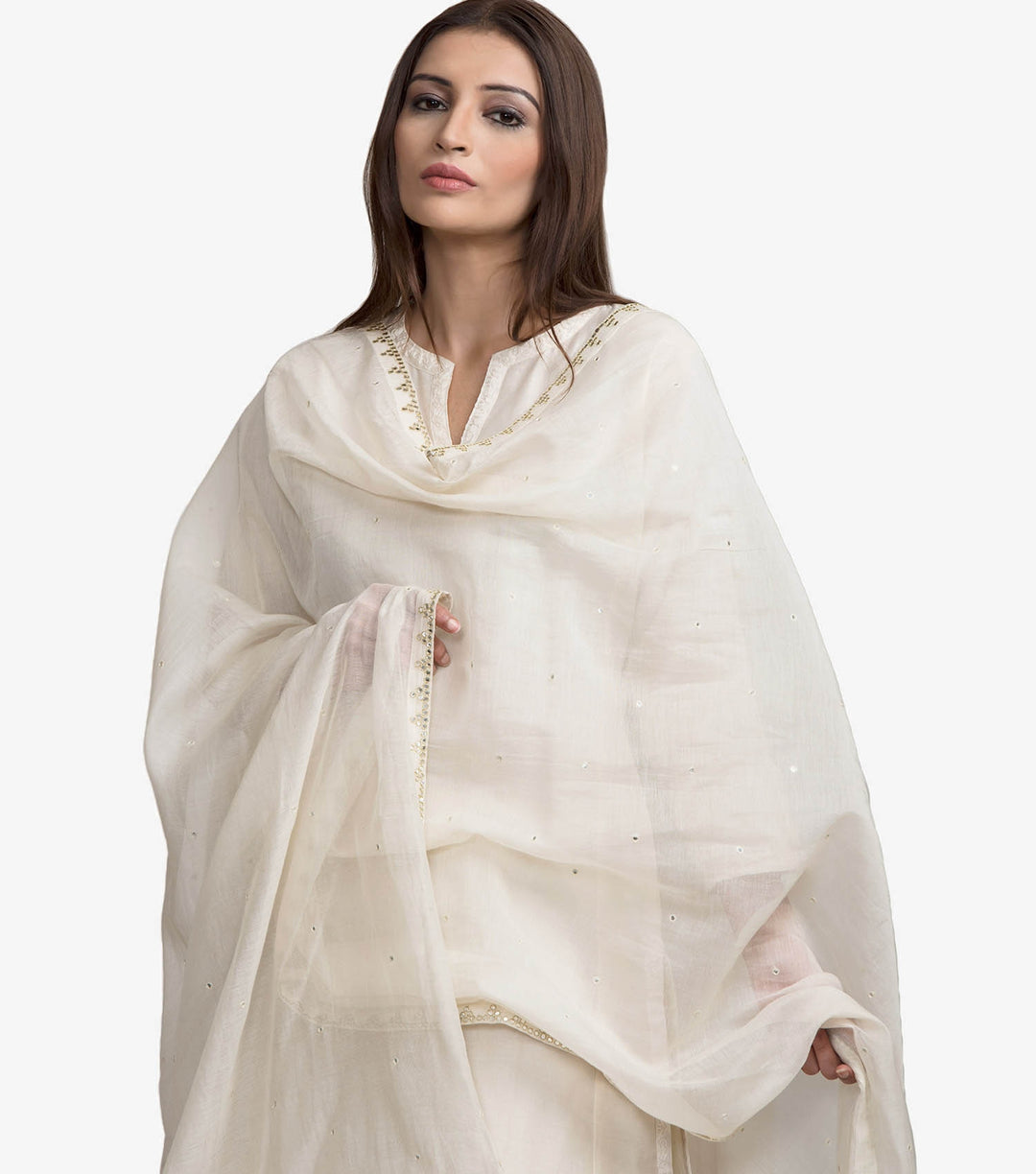 Off-white chanderi dupatta